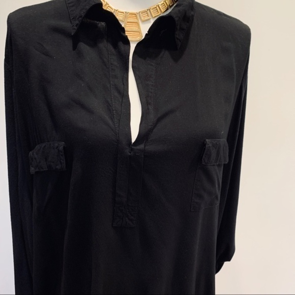 Splendid Black Pullover Collared Tunic/Blouse - image 5